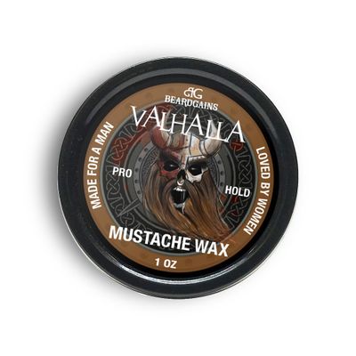 Beard Gains Strong Competition Pro Hold Mustache Wax 1oz - Style, Mold, and Tame Moustache - Organic and Natural (Valhalla Brown)