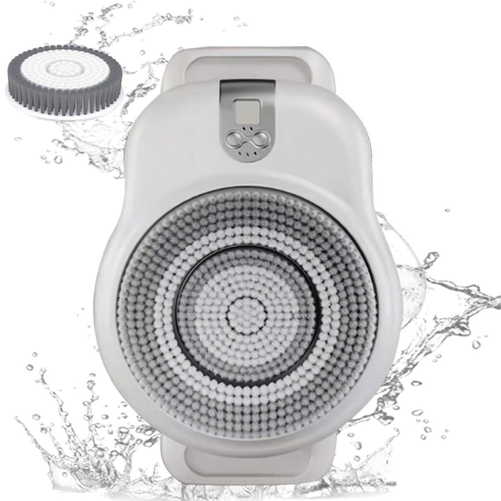 360 Automatic Back Scrubber for Shower, Electric Exfoliating Brush with 18 Cm Brush Head, 360 Automatic Rota-Tion, 3-Speed Adjustment Body Scrubber for Deep Cleansing & Back Massage