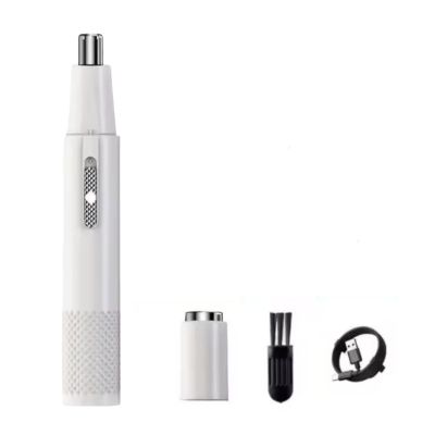2-in-1 Electric Nose Hair Trimmer & Shaver for Men & Women, Waterproof USB Rechargeable, Precision Grooming for Nose, Ear, Beard, Face, 6000 RPM Motor, Portable, Easy to Clean (White)