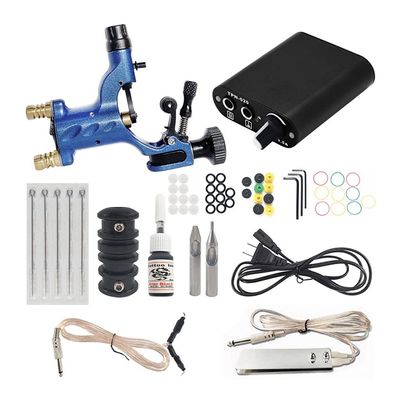 ZYQHMY Starter Tattoo Machine Kit Set Dragonfly Rotary Tattoo Machine Tattoo Motor Kits Tattoo Beginner Grip Kit(Blue)