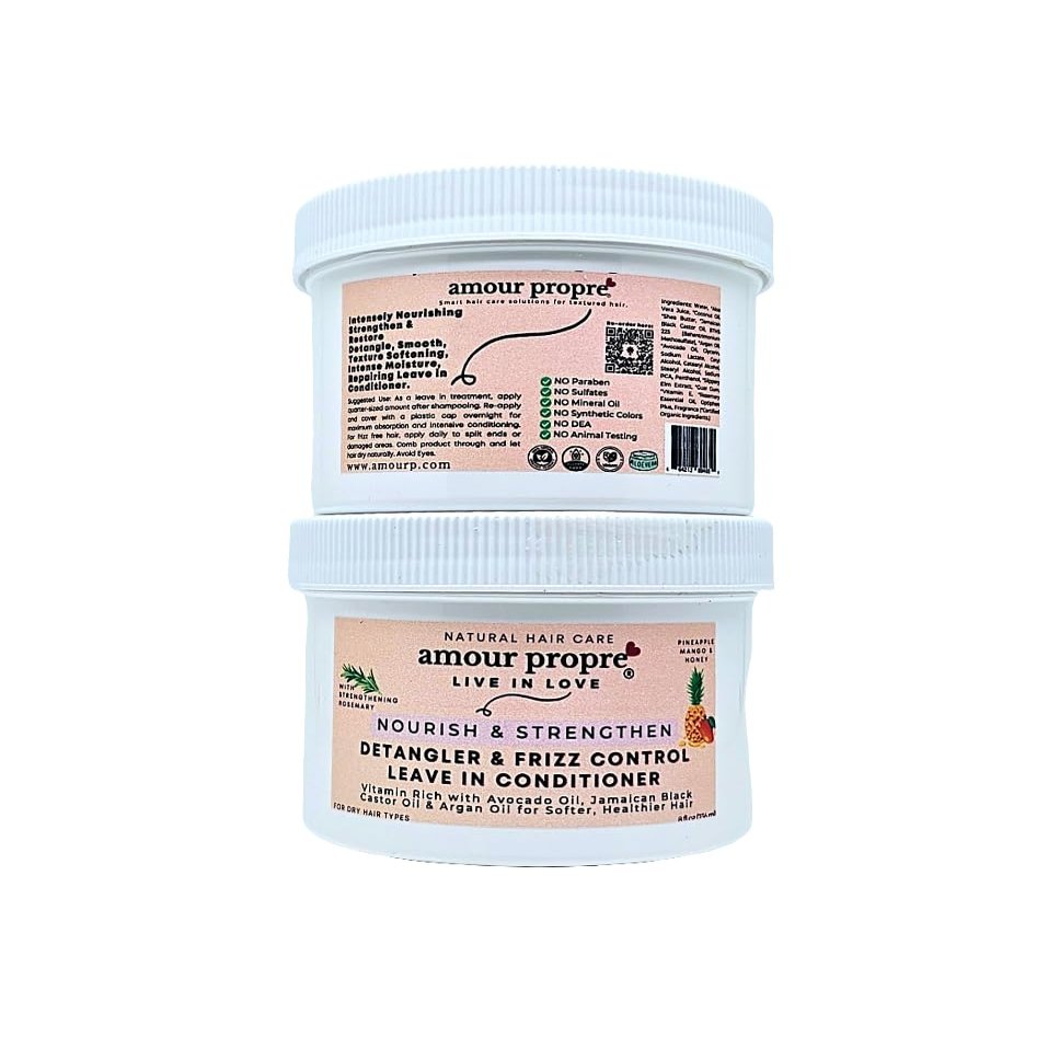 Amour Propre Natural Leave in Conditioner, Detangler, and Frizz Control with Argan Oil, Jamaican Castor Oil, Avocado Oil and Chebe for Healthy, Shinning & Manageable Hair