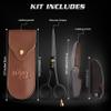 5'' German Beard Mustache Scissor- 2 Mustache Combs for Facial Hair with Beautiful Pouch -Beard Trimming Scissors for Grooming, Cutting, and Styling of Mustache (Black with Folding Comb) view 4