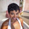 Tgezer Pixie Cut Curly Wigs for Black Women Chic Elegent Short Layered Pixie Cut wig Human Hair With Bangs Natural Black Color Glueless Short Curly Human Hair Wig view 2