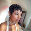 Tgezer Pixie Cut Curly Wigs for Black Women Chic Elegent Short Layered Pixie Cut wig Human Hair With Bangs Natural Black Color Glueless Short Curly Human Hair Wig view 3