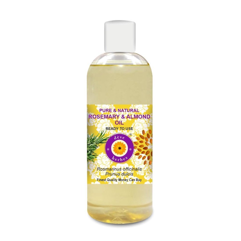 Deve Herbes Rosemary and Almond Oil for Healthy Hair, Scalp and Roots- Pure and Natural 200ml (6.76oz)