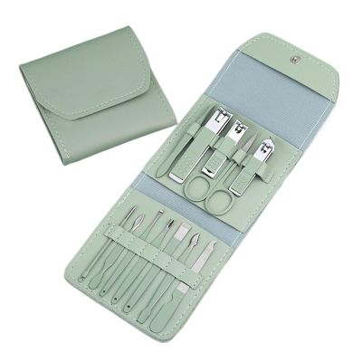 AFPSDLFJDLS Matcha Green Nail Clipper Eyebrow Clipper Manicure Set Nail Clipper Set Decoration Nail Set Folding Bag Manicure Set