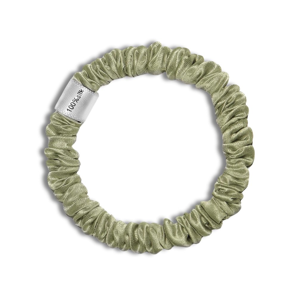 100% Pure Mulberry Silk Super Ultra Thin Scrunchie for Women & Girls  Handmade in USA  22 Momme 6A Grade Silk Hair Tie  Feather-Light & Gentle  Prevents Breakage & Creases  Perfect for Fine Hair & Sleek Styles (Lint)