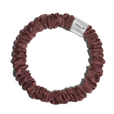 100% Pure Mulberry Silk Super Ultra Thin Scrunchie for Women & Girls  Handmade in USA  22 Momme 6A Grade Silk Hair Tie  Feather-Light & Gentle  Prevents Breakage & Creases  Perfect for Fine Hair & Sleek Styles (Plum)