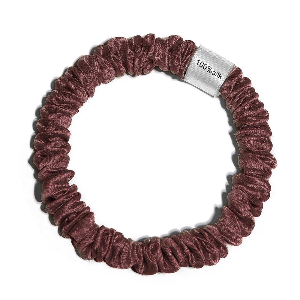 100% Pure Mulberry Silk Super Ultra Thin Scrunchie for Women & Girls  Handmade in USA  22 Momme 6A Grade Silk Hair Tie  Feather-Light & Gentle  Prevents Breakage & Creases  Perfect for Fine Hair & Sleek Styles (Plum)