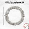 100% Pure Mulberry Silk Super Ultra Thin Scrunchie for Women & Girls  Handmade in USA  22 Momme 6A Grade Silk Hair Tie  Feather-Light & Gentle  Prevents Breakage & Creases  Perfect for Fine Hair & Sleek Styles (Silver) view 2
