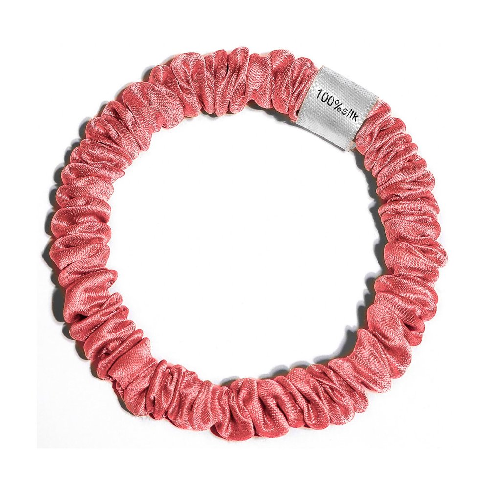 100% Pure Mulberry Silk Super Ultra Thin Scrunchie for Women & Girls  Handmade in USA  22 Momme 6A Grade Silk Hair Tie  Feather-Light & Gentle  Prevents Breakage & Creases  Perfect for Fine Hair & Sleek Styles (Blush)