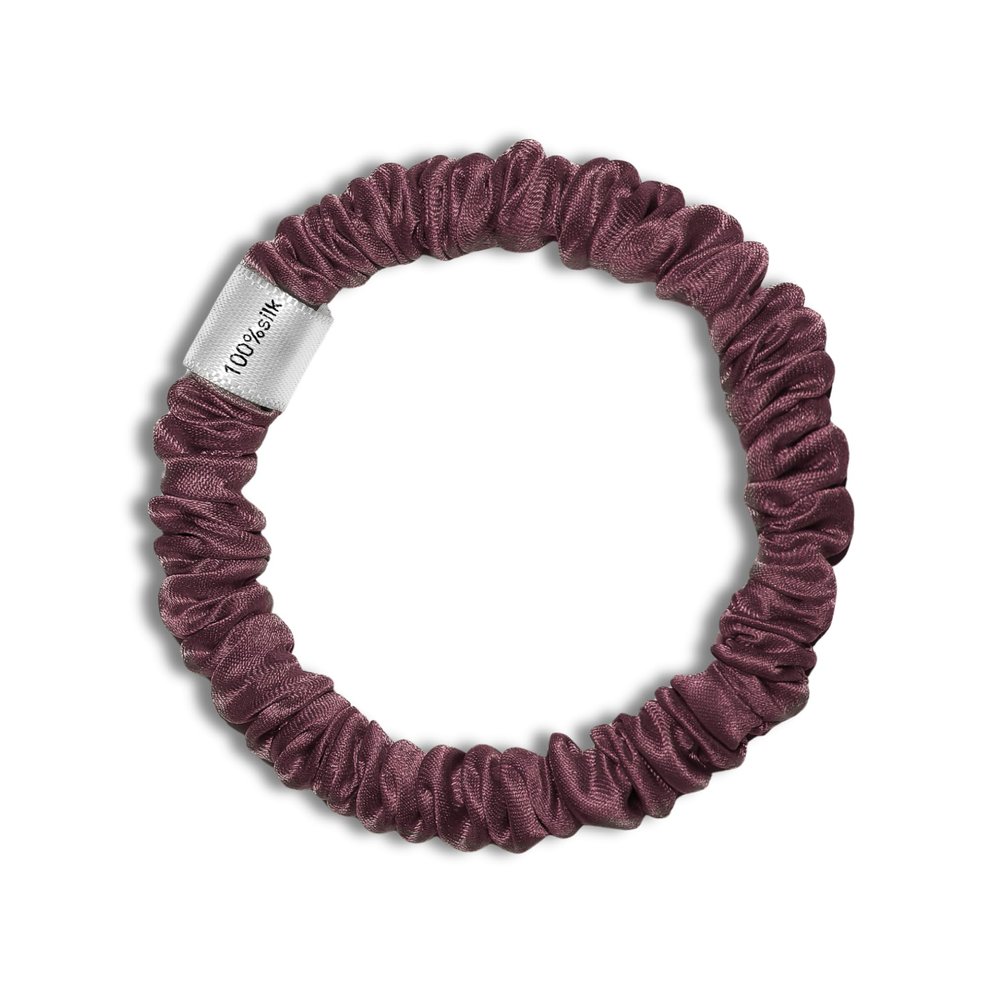 100% Pure Mulberry Silk Super Ultra Thin Scrunchie for Women & Girls  Handmade in USA  22 Momme 6A Grade Hair Tie  Feather-Light & Gentle  Prevents Breakage & Creases (Bordeaux)