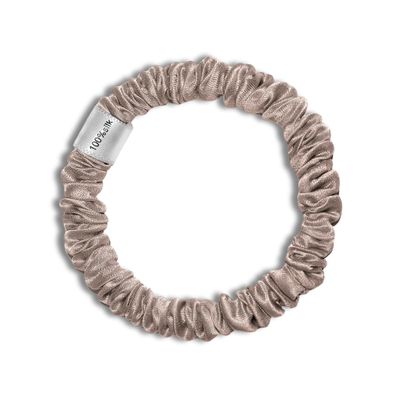 100% Pure Mulberry Silk Super Ultra Thin Scrunchie for Women & Girls  Handmade in USA  22 Momme 6A Grade Silk Hair Tie  Feather-Light & Gentle  Prevents Breakage & Creases  Perfect for Fine Hair & Sleek Styles (Adobe Rose)
