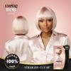 Sensationnel Empire Bob Humanhair Wig - Straight Cut Face Framing Mesh Cap for Comfort With Bangs (10 inch, 1B OFFBLACK) view 4