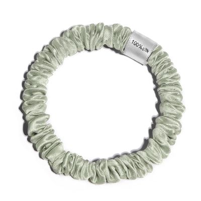 100% Pure Mulberry Silk Super Ultra Thin Scrunchie for Women & Girls  Handmade in USA  22 Momme 6A Grade Silk Hair Tie  Feather-Light & Gentle  Prevents Breakage & Creases  Perfect for Fine Hair & Sleek Styles (Mint)