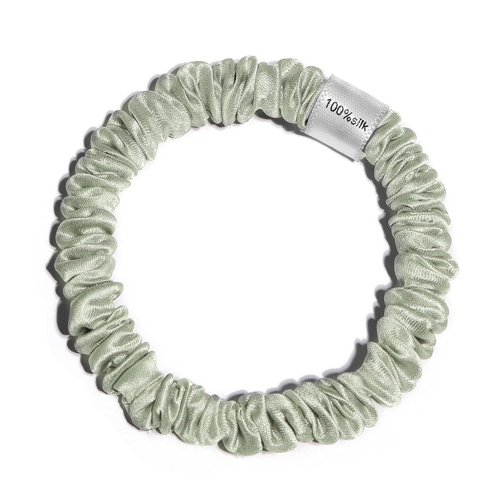 100% Pure Mulberry Silk Super Ultra Thin Scrunchie for Women & Girls  Handmade in USA  22 Momme 6A Grade Silk Hair Tie  Feather-Light & Gentle  Prevents Breakage & Creases  Perfect for Fine Hair & Sleek Styles (Mint)