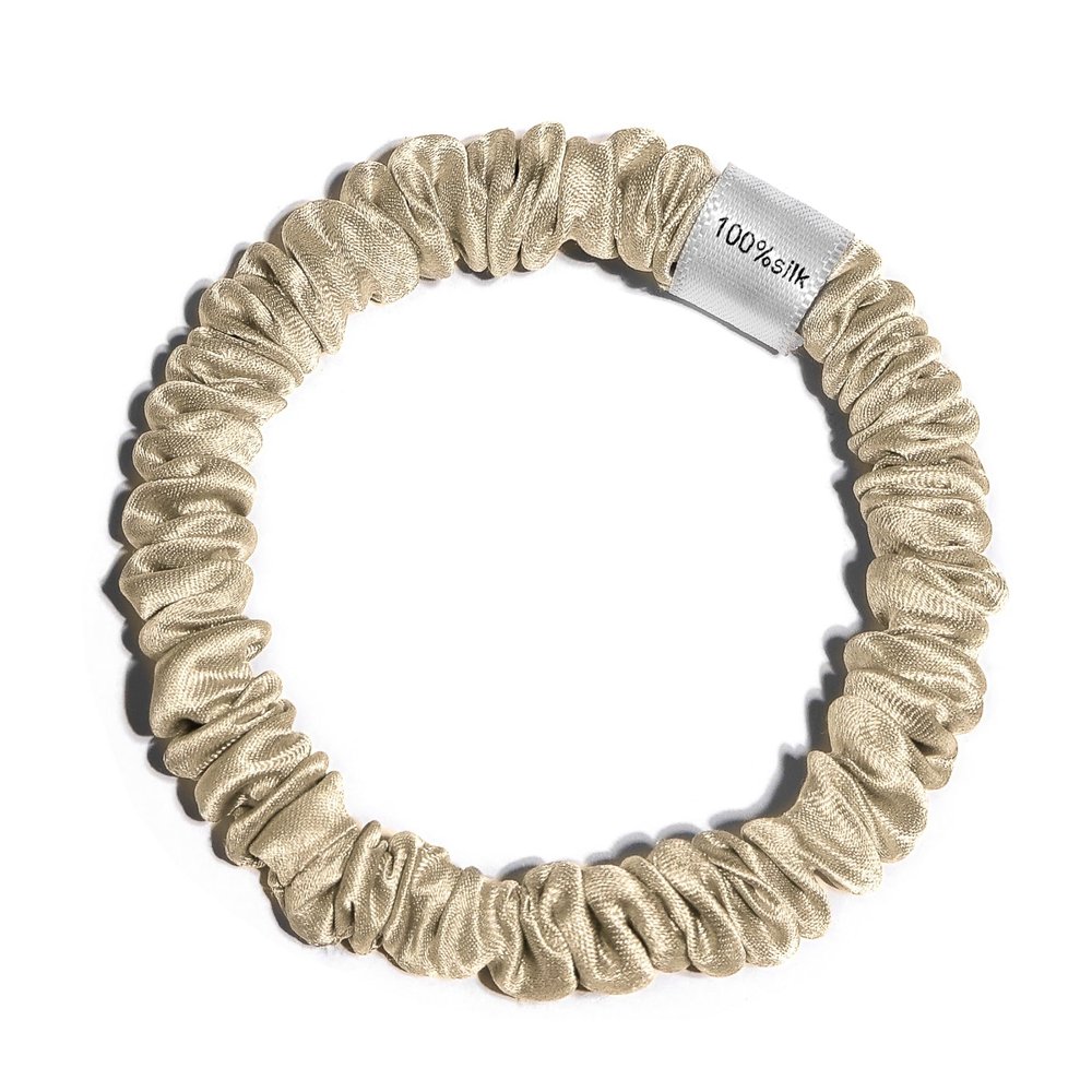 100% Pure Mulberry Silk Super Ultra Thin Scrunchie for Women & Girls  Handmade in USA  22 Momme 6A Grade Silk Hair Tie  Feather-Light & Gentle  Prevents Breakage & Creases  Perfect for Fine Hair & Sleek Styles (Caramel)