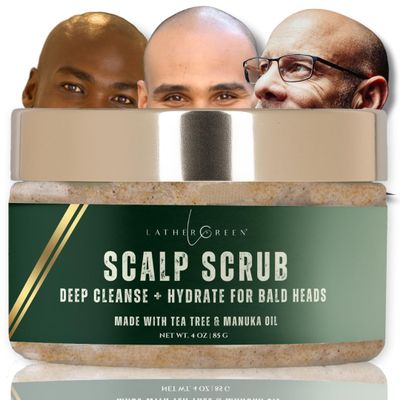 LATHER GREEN - Scalp Scrub - Deep Cleanse and Hydrate for Bald Heads, 4 oz