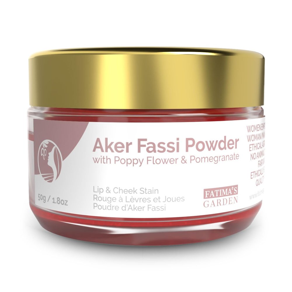 Fatima's Garden Natural Aker Fassi Powder with Pomegranate Bark - Traditional Moroccan Lip & Cheek Tint 200g