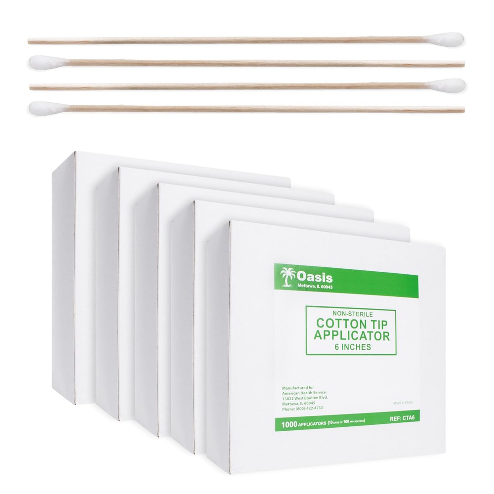 6 Cotton-Tipped Wood Applicators, 10,000 Non-Sterile Swabsticks, 100 Applicators Per Pouch, Ideal for Medication, Cleaning Skin, Medical Applications, Arts & Crafts and More