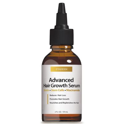 ETADERM Advanced Hair Growth Serum - Hair Growth Oil with Aloe Vera Biotin, Caffeine & Keratin - Hair Oils Stimulates Growth, Moisturizes & Conditions Scalp - Hair Serum for Thicker Fuller Hair 60ml