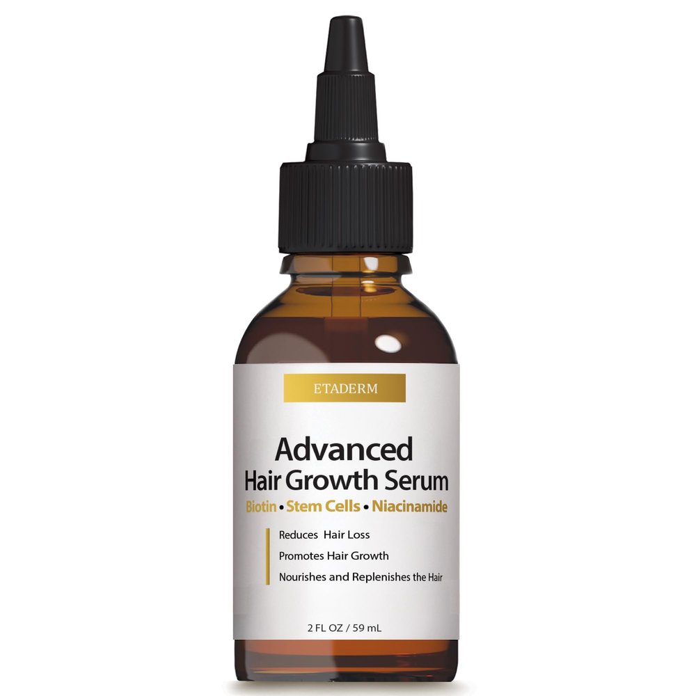 ETADERM Advanced Hair Growth Serum - Hair Growth Oil with Aloe Vera Biotin, Caffeine & Keratin - Hair Oils Stimulates Growth, Moisturizes & Conditions Scalp - Hair Serum for Thicker Fuller Hair 60ml