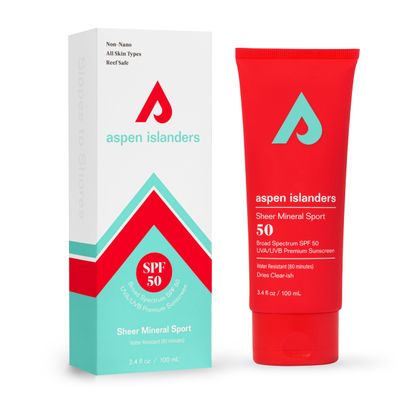 aspen islanders Hawaii Reef Compliant Act 104 Sheer Mineral Sport Sunscreen Lotion | High Altitude, SFP 50, No White Cast Zinc | Face & Body | Anti-Aging | Non-Toxic | Water-Resistant | 3.4 fl oz