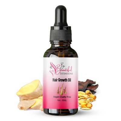 BE BEAUTIFUL EXTENSIONS Hair Growth Oil - Ginger Scented, Pink, Unisex Adult, Promotes Thick Long Hair Growth, Suitable For All Hair Types, Vegan & Cruelty-Free