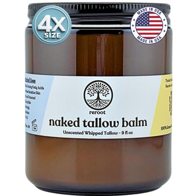 Beef Tallow for Skin - NAKED TALLOW BALM I 1 Ingredient - 100% Grass Fed Beef Tallow | Whole Body & Face | Whipped & UNSCENTED for Sensititve Dry Skin, Babies, Eczema, Psoriasis, Rosacea (9oz)