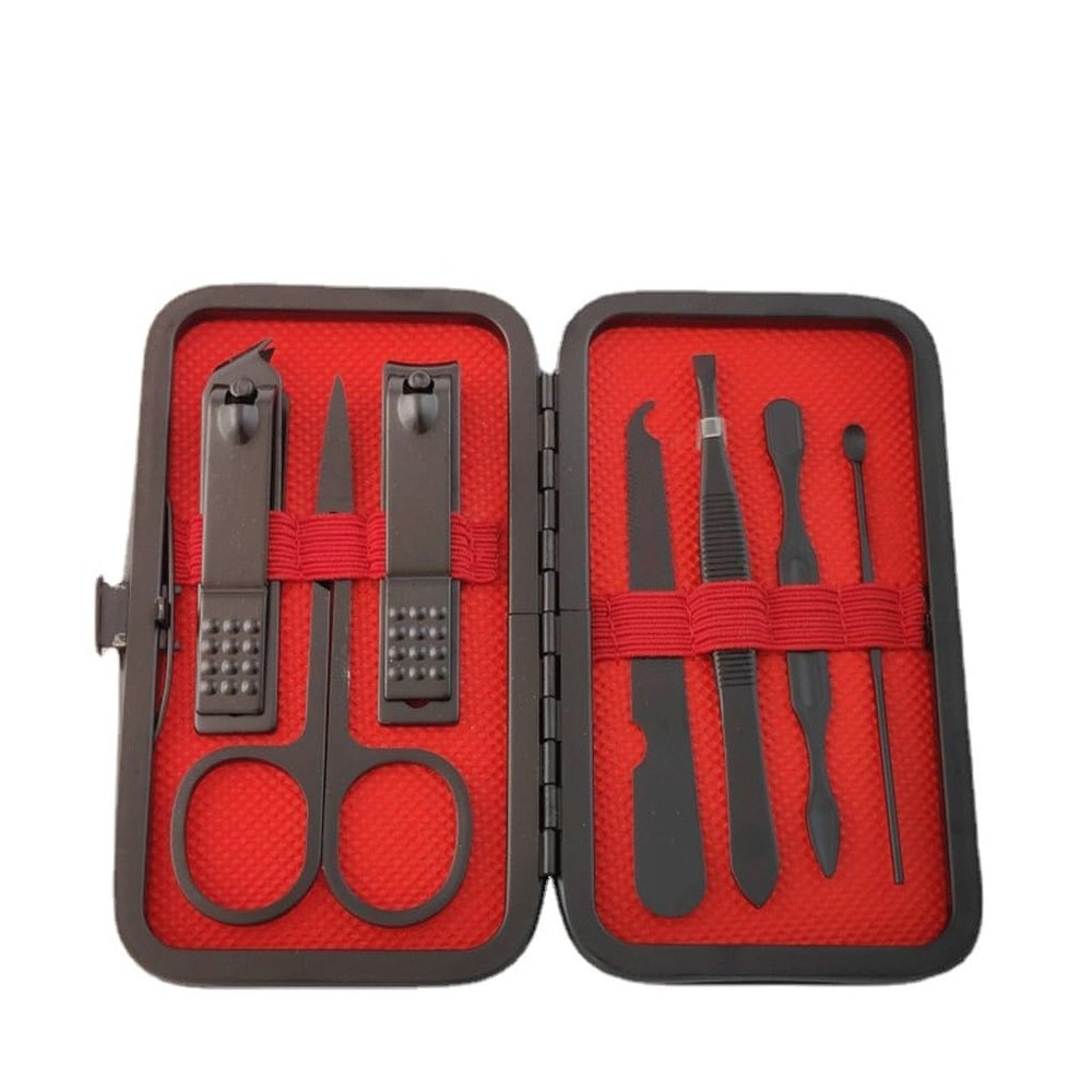 AFPSDLFJDLS Black Stainless Steel Nail Clipper Set, 7-Piece Nail Clipper Set, Manicure and Nail Clipper Kit