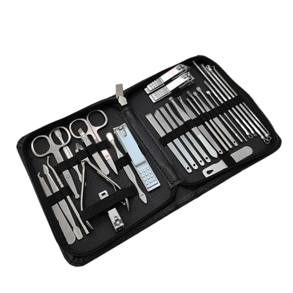 AFPSDLFJDLS Set Stainless Steel Nail 30 Piece Set Manicure and Foot Repair Tools Eyebrow Clip Acne Needle Tool
