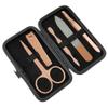 AFPSDLFJDLS Rose Gold PU Storage Box Stainless Steel 5-Piece Nail Set Glass File Nail Pliers Manicure Tool view 1