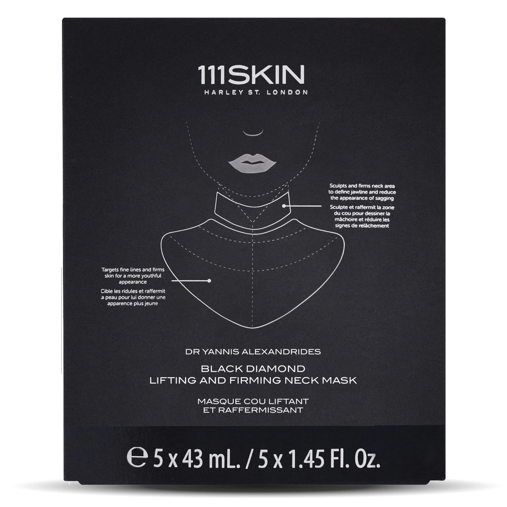 111SKIN Black Diamond Lifting & Firming Neck Mask, Hydrogel Neck Wrinkle Masks for Fine Lines & Sagging Skin on Chest & Dcolletage with Peptide & Niacinamide, 5 Sheet Masks (1.45 fl oz Each)