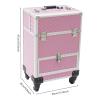 ATOLOMOTOR Professional Makeup Trolley,Portable Aluminum Cosmetic Train Case with Drawers&4 Wheel,Hairdressing Suitcase Organizer for Beauty/Hair Salon (Pink) view 3