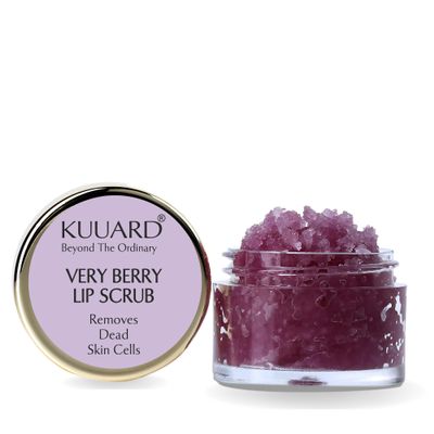 Kuuard Very Berry Lip Scrub Exfoliating & Hydrating | Removes Dead Skin Cells | 0.5 oz | Infused with Cold-Pressed Oils & Natural Fruit Extracts | Prevents Chapping & Flaking | Soft & Nourished Lips