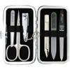3 Swords Germany - Brand Quality 6 Piece Manicure Pedicure Grooming kit Set - Scissors, Metal and Glass Nail File, Clipper, Tweezers with Synthetic Leather case - red view 1