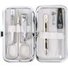 3 Swords Germany - Brand Quality 6 Piece Manicure Pedicure Grooming kit Set - Scissors, Metal and Glass Nail File, Clipper, Tweezers with Synthetic Leather case - White view 1