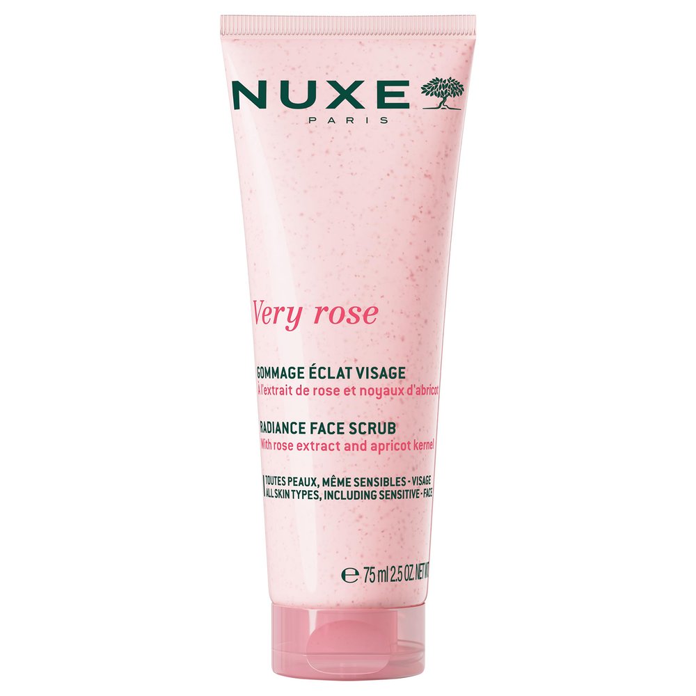 NUXE Very Rose Radiance Face Scrub with Floral Water. Gentle Exfoliating Care that Cleans Deeply for Soft, Smooth, Hydrated Skin. Suitable for Sensitive Skin, 2.5 Fl Oz