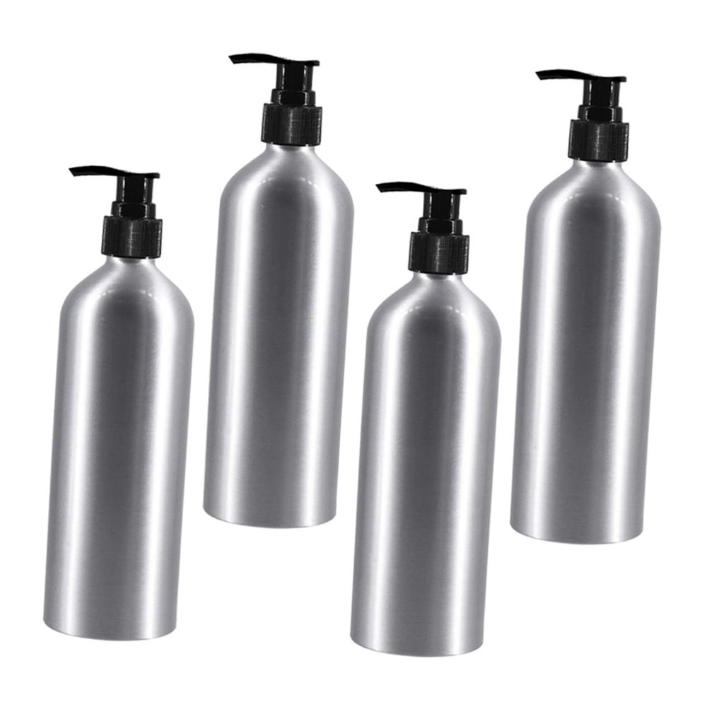 4 Pack Aluminum Lotion Bottles with Pump Head, 250ml Shampoo Dispenser