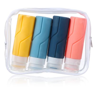 UTHCLO 4pcs Travel Silicone Bottles Set Refillable Containers for Shampoo Conditioner Lotion Lightweight and Durable Toiletry Travel Kits with Storage Bag