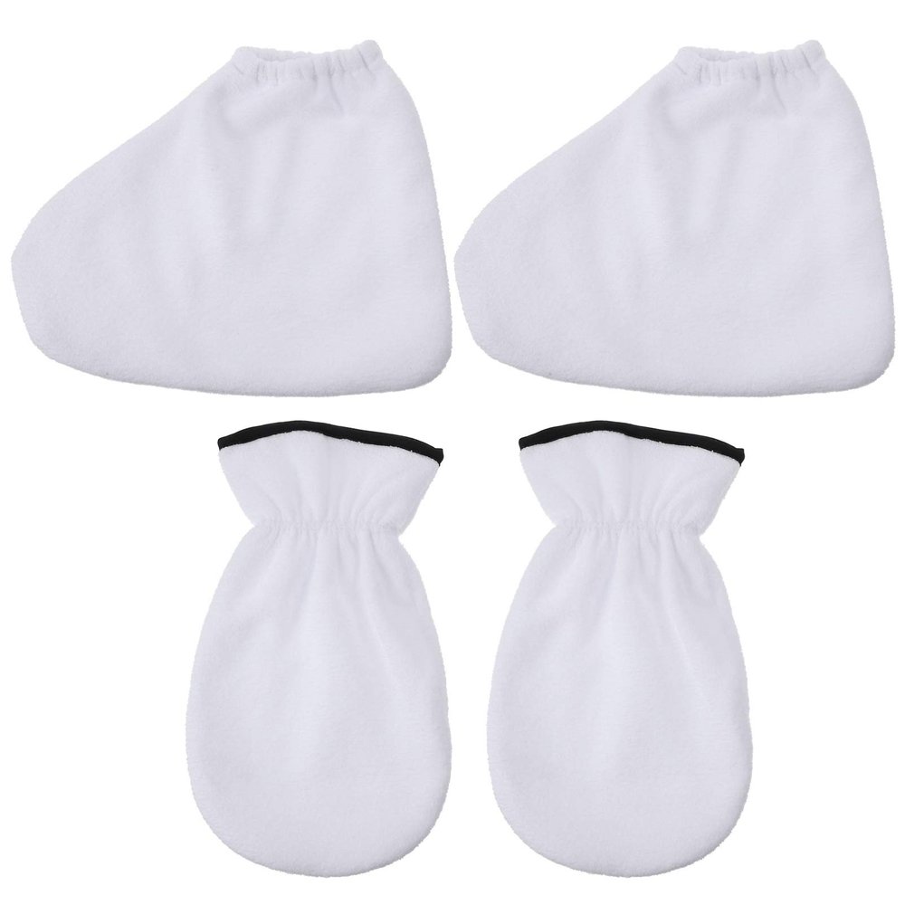Healvian 4pcs Paraffin Wax Hand Gloves Foot Booties for Nourishing Skin Care Soft Material Overnight Moisturizing Accessory for Women