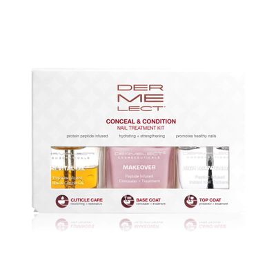 Dermelect Conceal & Condition Nail Treatment Kit  Ridge Filler & Color Corrector for Damaged, Discolored & Brittle Nails  Strengthening Nail Care with Keratin, Peptides & Biotin  Sheer Pink & Nude