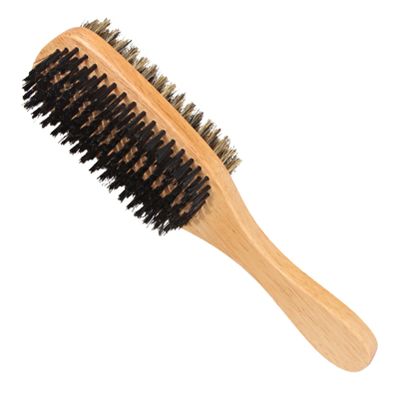 Ipetboom 1pc Multi-function Beard and Hair Brush Natural Boar Bristle Double-sided Design Comfortable Handle for Men's Grooming and Styling for Beard Care and Hair Salon Use