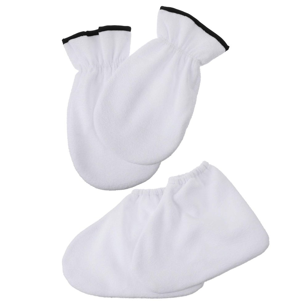 FOMIYES 4pcs Paraffin Wax Mitts Booties Dead Skin Remover for Feet Hand Foot Care Gloves Heat Therapy Spa Mitts