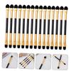 FOMIYES 15pcs Makeup Brush Set Double-sided Eyeshadow Applicators Comfortable Handle Versatile for Eye Nose Lip view 4
