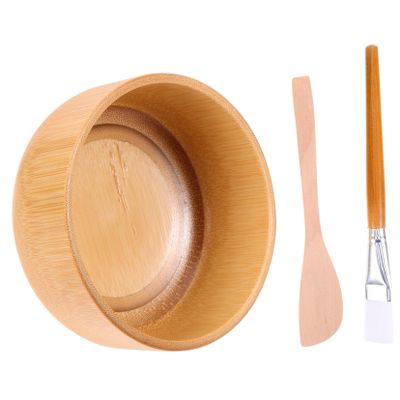 DIY Mask Bowl Set with Brush, Wooden 3 Piece Skincare Tool