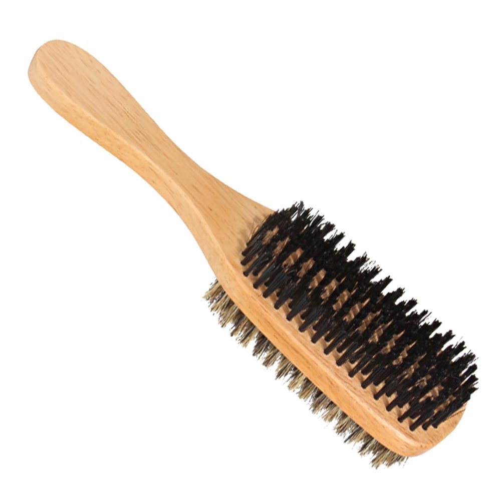 FRCOLOR 1pc Boar Bristle Beard Brush Handle Dual-sided Grooming Tool for Shredded Hair Softens and Detangles Facial Hair for Men Beard Care and Styling