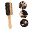 FRCOLOR 1pc Boar Bristle Beard Brush Handle Dual-sided Grooming Tool for Shredded Hair Softens and Detangles Facial Hair for Men Beard Care and Styling view 2