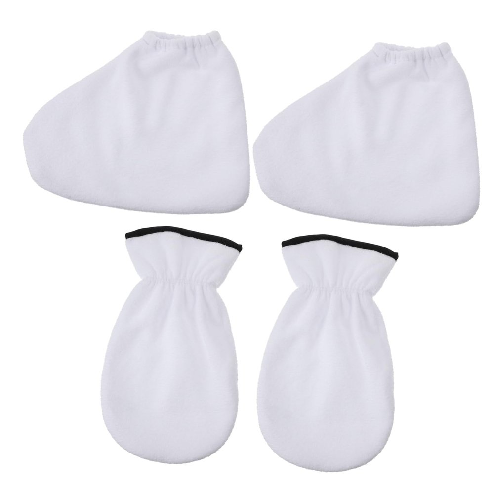FOMIYES 4pcs Paraffin Wax Mitts Booties for Hand Foot Care Dead Skin Remover Heat Therapy Spa Glove