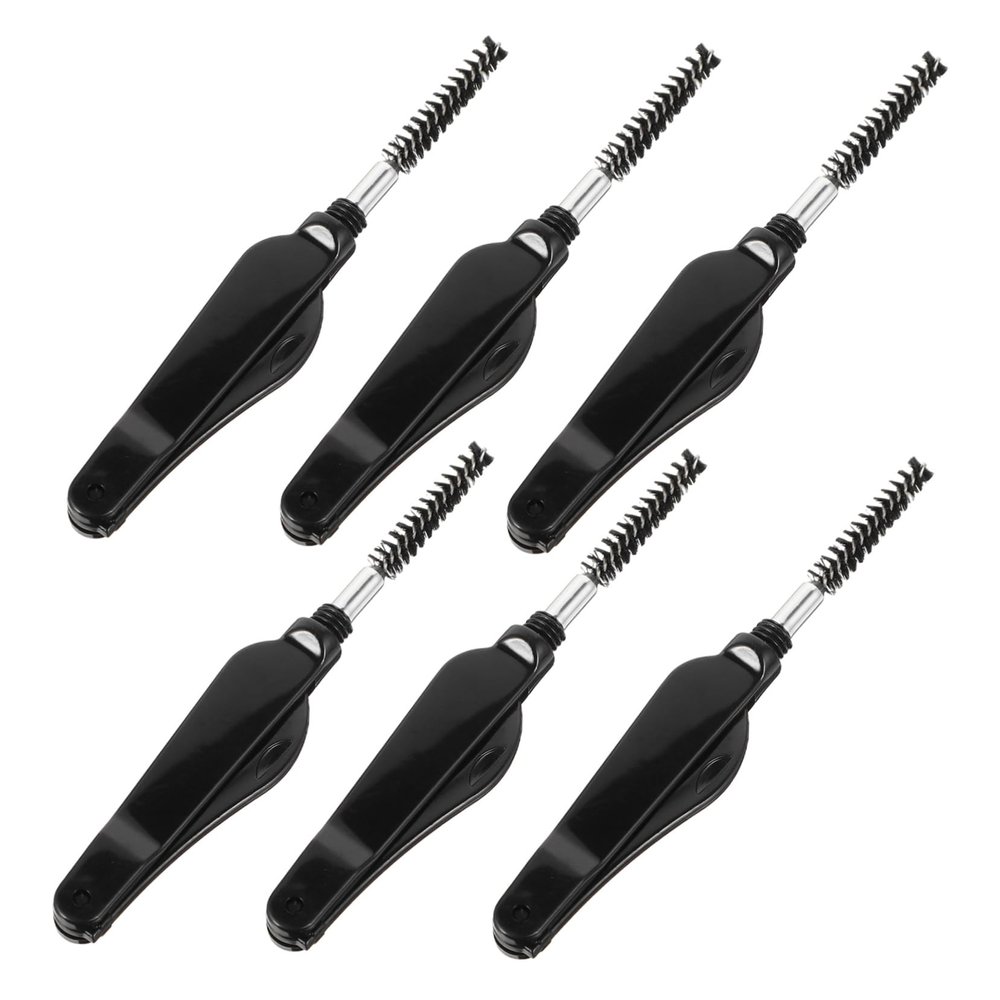 LALADEFIEE 6pcs Double-ended Eyelash and Eyebrow Combs Non-skid Handle for Everyday Makeup Application Compact Practical for Salon Home Use Black
